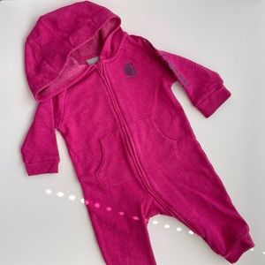 Carhartt Fleece Hooded Full-Zip Long-Sleeve Coveralls 6M Raspberry Rose Heather